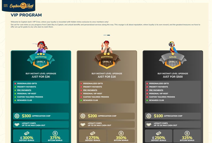 Captain Jack Casino Bonuses and Promotions