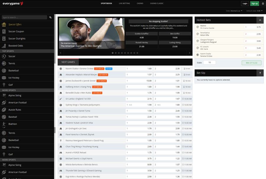 Everygame Casino's Sportsbook Offering