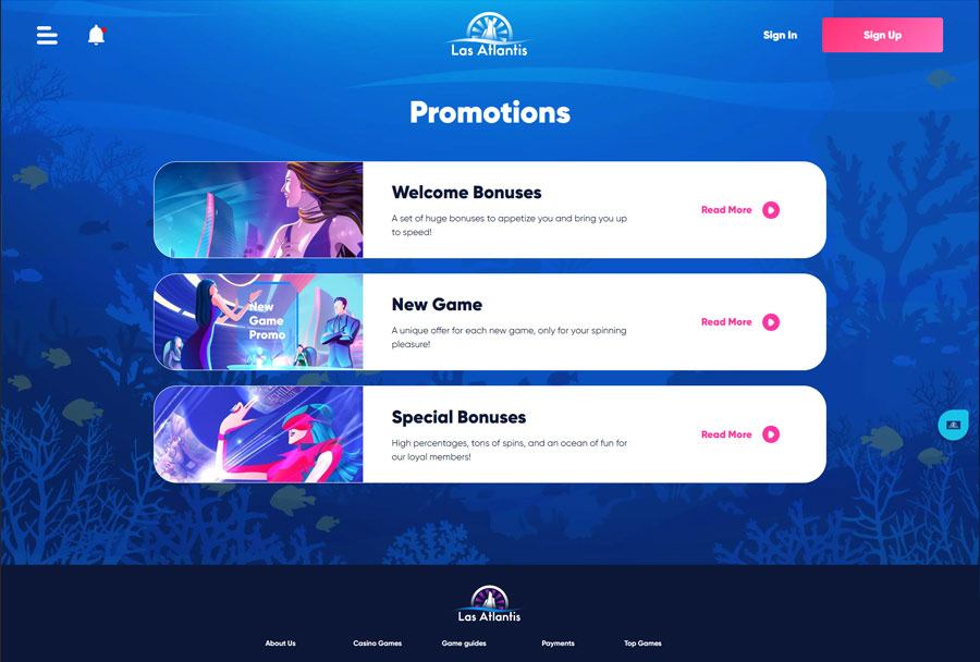 Las Atlantis Bonuses and Promotions